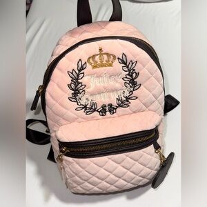 Juicy Couture Blush Quilted Backpack with Gold Embroidery